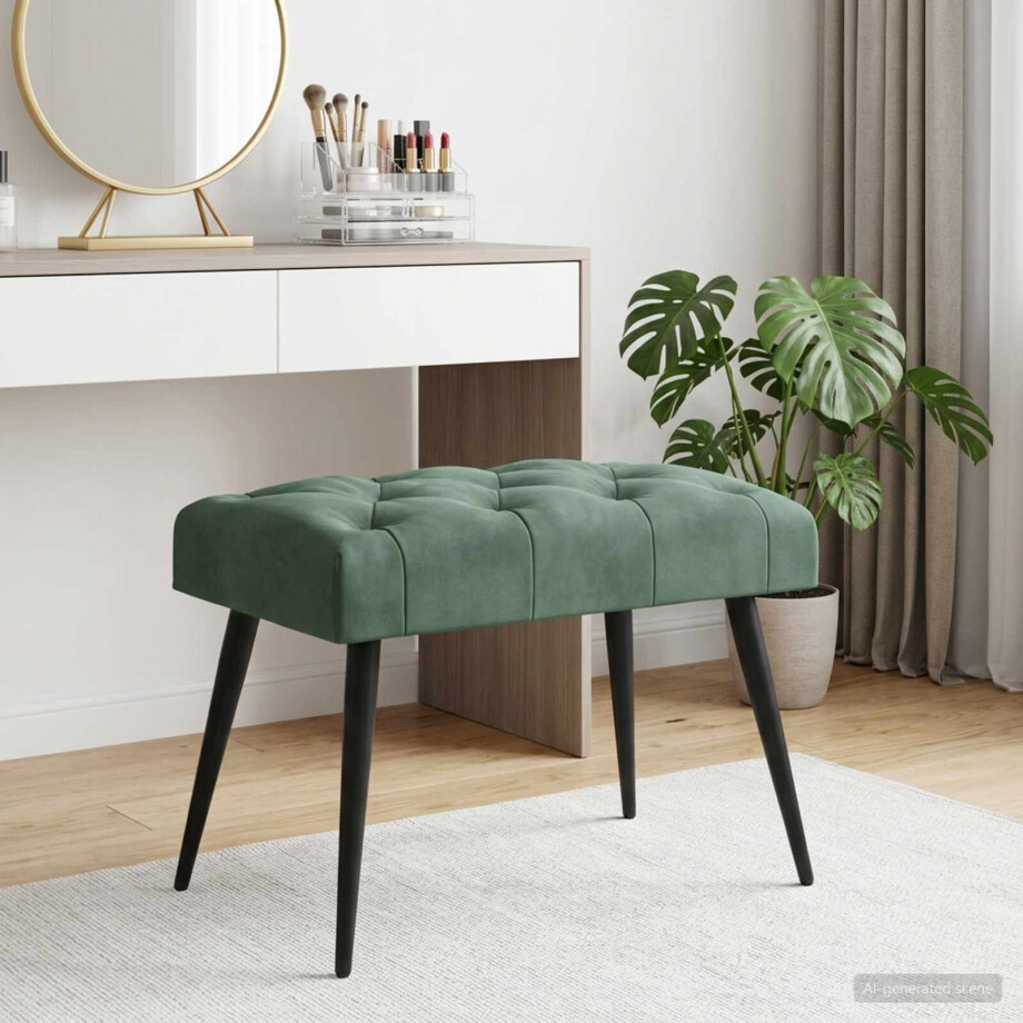 vidaXL Bank met knoopverstelling Zeegroen 60 x 40 x 45 cm Fluweel vidaXL Bank met knoopverstelling Zeegroen 60 x 40 x 45 cm Fluweel afbeelding 1