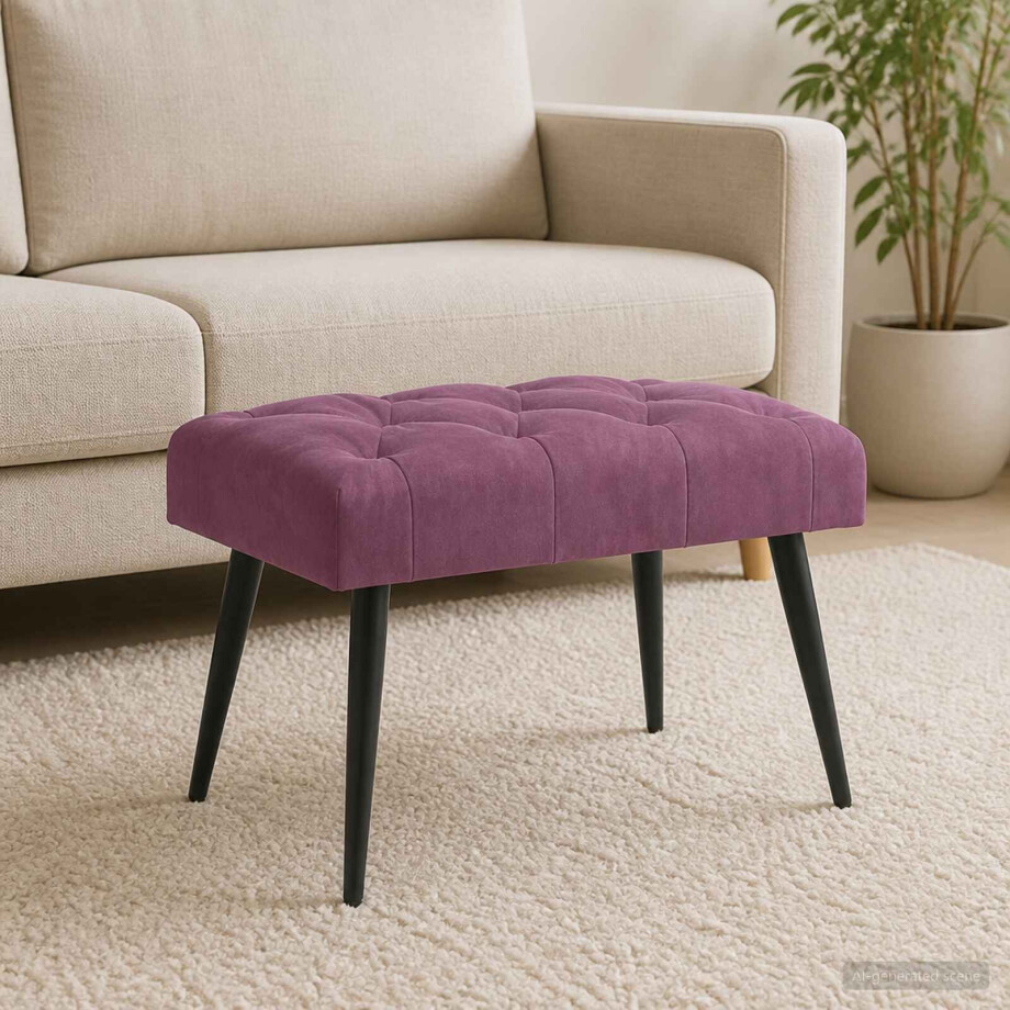 vidaXL Bank met knoopverstelling Paars 60 x 40 x 45 cm Fluweel afbeelding 1