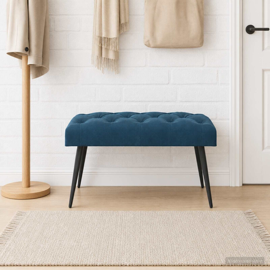 vidaXL Bank met knoopverstelling Blauw 80 x 40 x 46 cm Fluweel afbeelding 1