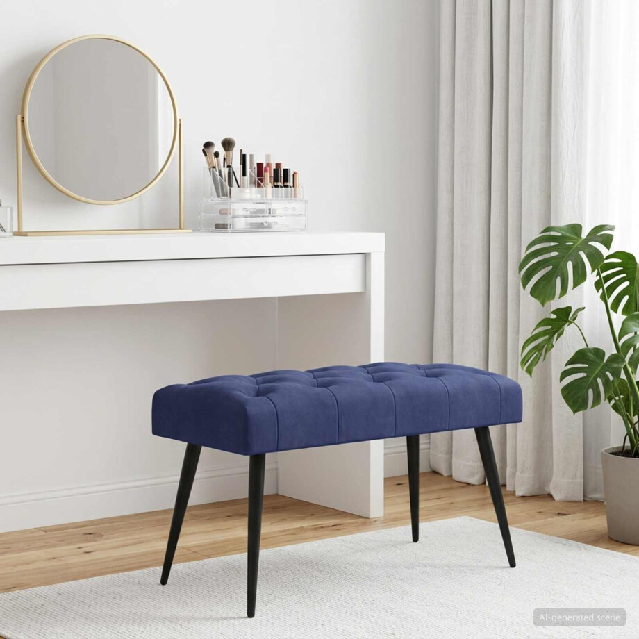 vidaXL Bank met knoopverstelling Politieblauw 80 x 40 x 46 cm Fluweel afbeelding 1