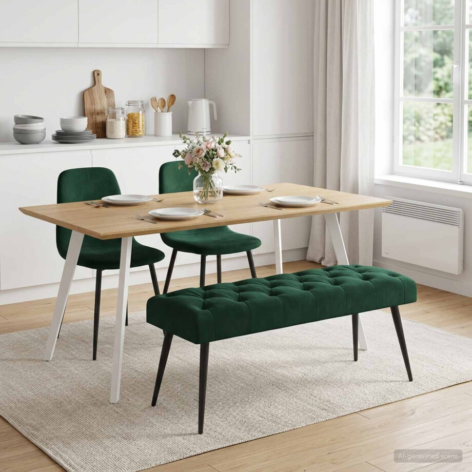 vidaXL Bank met knoopverstelling Donkergroen 110 x 40 x 46 cm Fluweel afbeelding 1