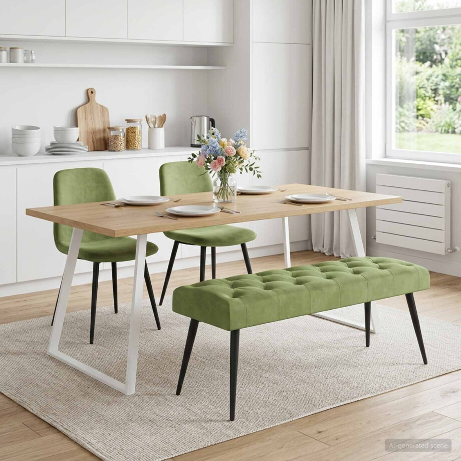 vidaXL Bank met knoopverstelling Lichtgroen 110 x 40 x 46 cm Fluweel vidaXL Bank met knoopverstelling Lichtgroen 110 x 40 x 46 cm Fluweel afbeelding 1