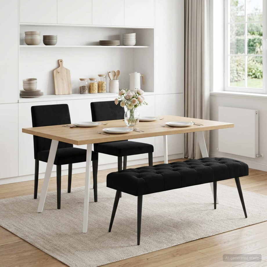 vidaXL Bank met knoopverstelling Zwart 110 x 40 x 46 cm Fluweel vidaXL Bank met knoopverstelling Zwart 110 x 40 x 46 cm Fluweel afbeelding 1