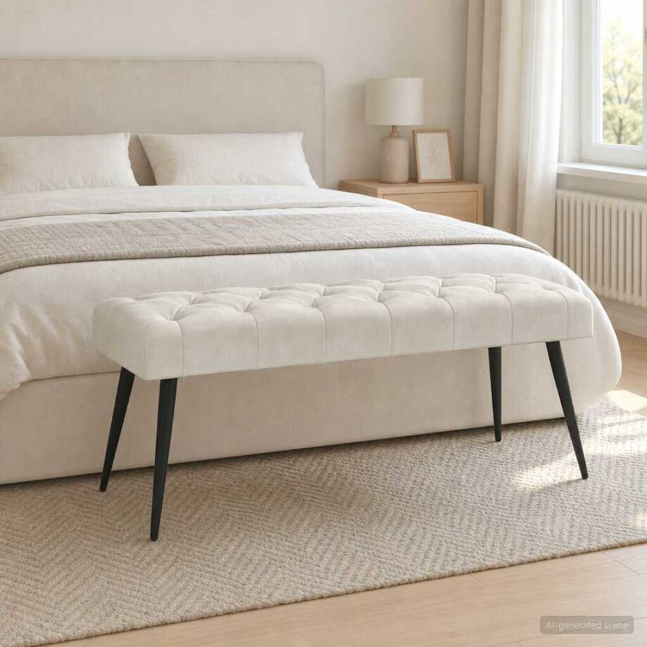 vidaXL Bank met knoopverstelling Crèmekleurig 110 x 40 x 46 cm Fluweel vidaXL Bank met knoopverstelling Crèmekleurig 110 x 40 x 46 cm Fluweel afbeelding 1