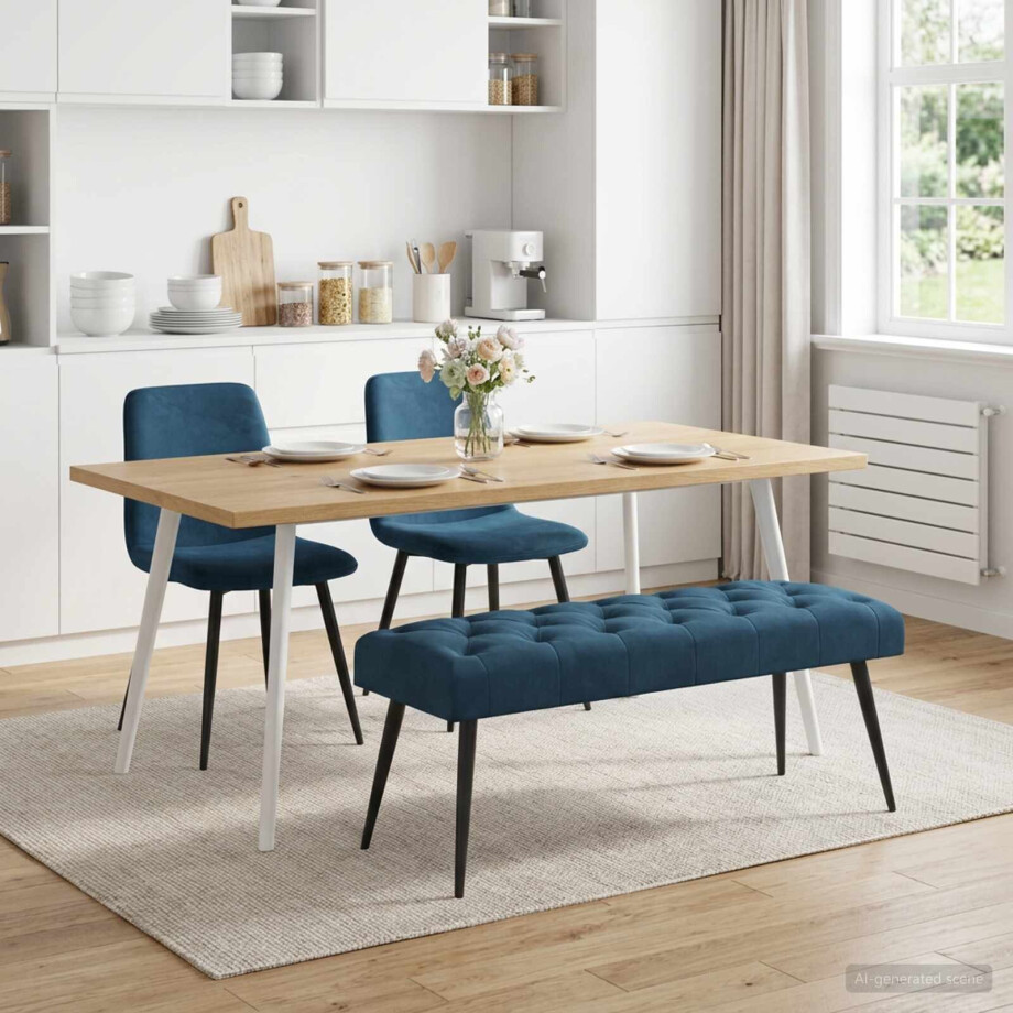 vidaXL Bank met knoopverstelling Blauw 110 x 40 x 46 cm Fluweel vidaXL Bank met knoopverstelling Blauw 110 x 40 x 46 cm Fluweel afbeelding 1