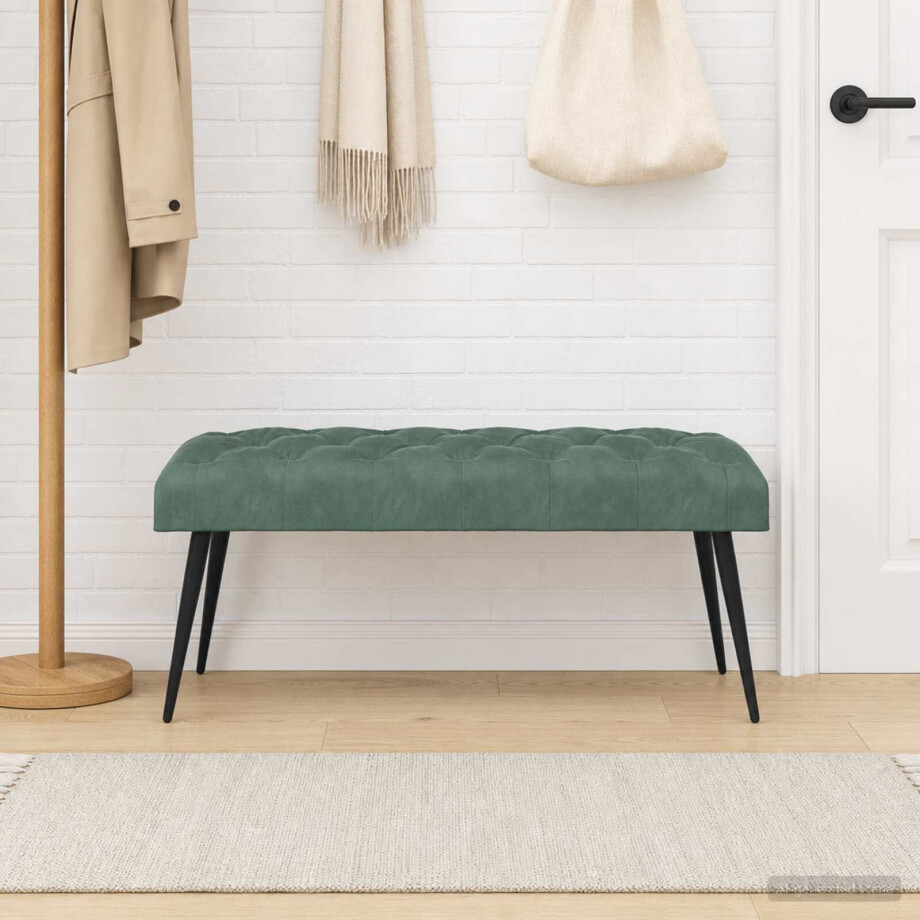 vidaXL Bank met knoopverstelling Zeegroen 110 x 40 x 46 cm Fluweel vidaXL Bank met knoopverstelling Zeegroen 110 x 40 x 46 cm Fluweel afbeelding 1