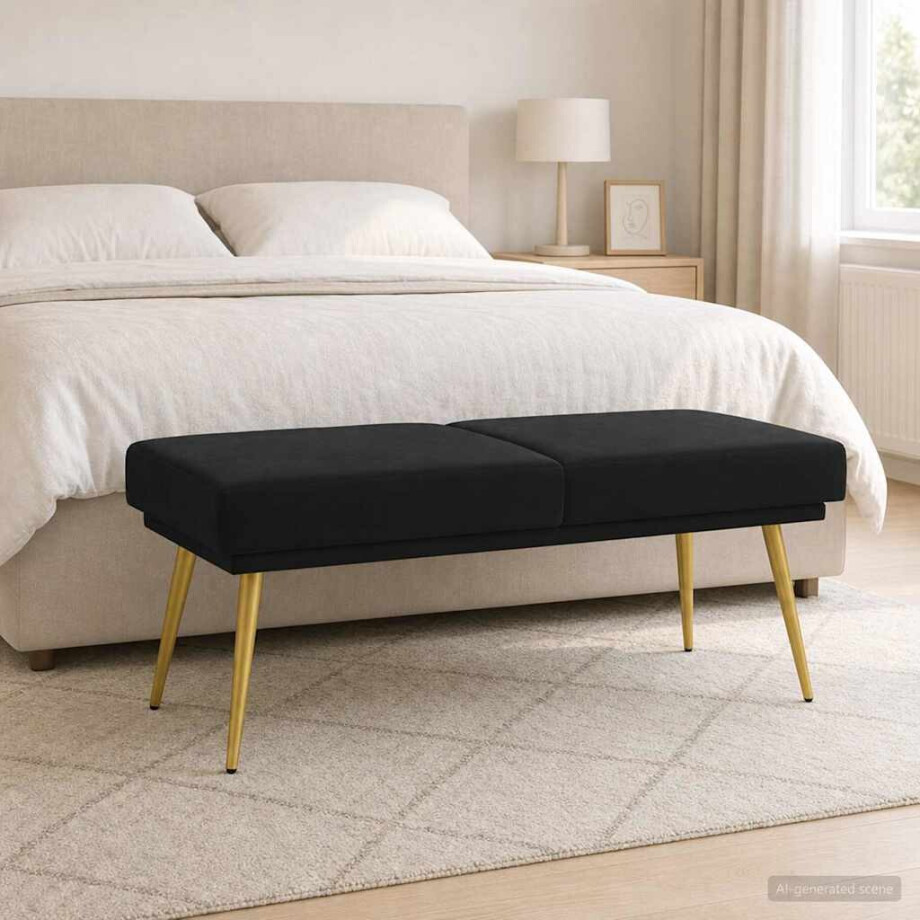 vidaXL Dubbel Laagige Bank Zwart 120 x 45 x 46 cm fluweel afbeelding 1