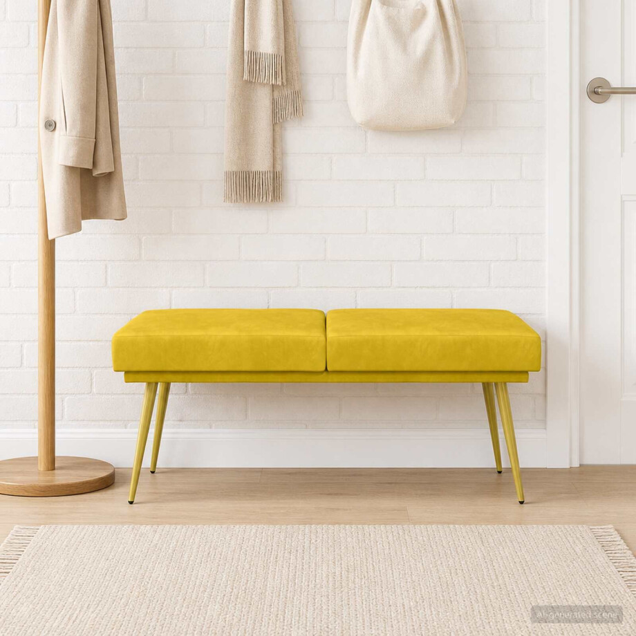 vidaXL Dubbel Laagige Bank Geel 120 x 45 x 46 cm fluweel afbeelding 1