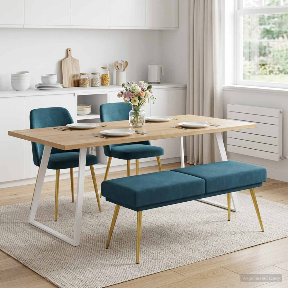 vidaXL Dubbel Laagige Bank Blauw 120 x 45 x 46 cm fluweel afbeelding 1