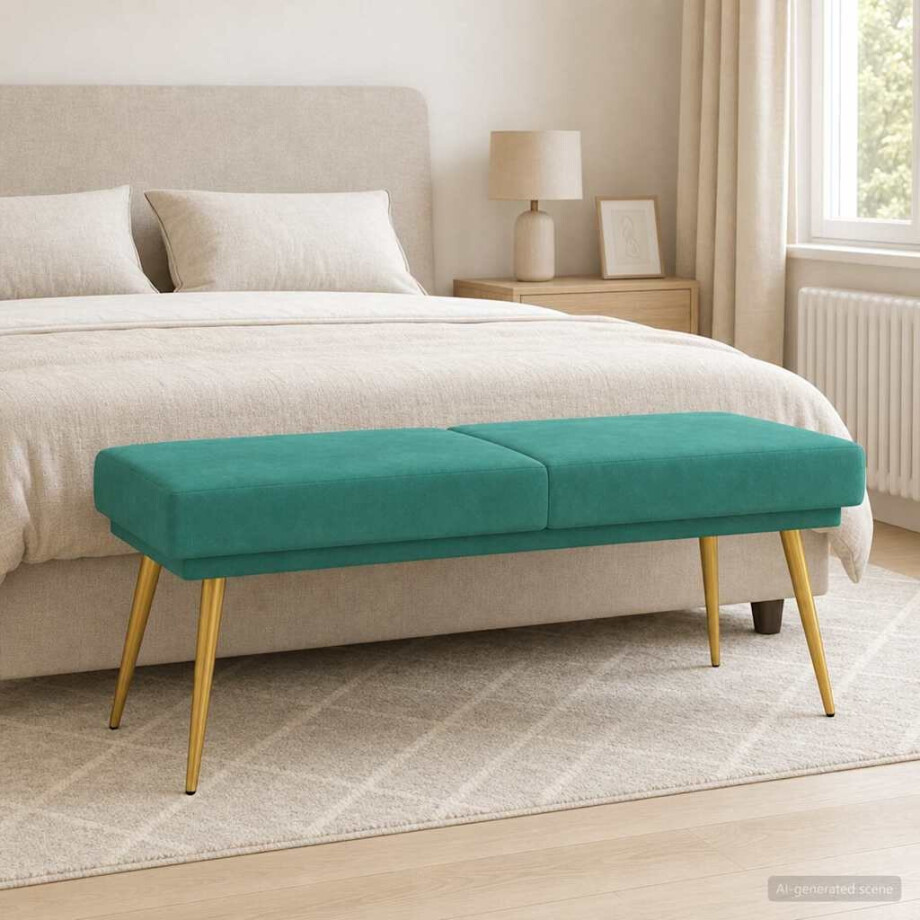 vidaXL Dubbel Laagige Bank Turquoise 120 x 45 x 46 cm fluweel afbeelding 1
