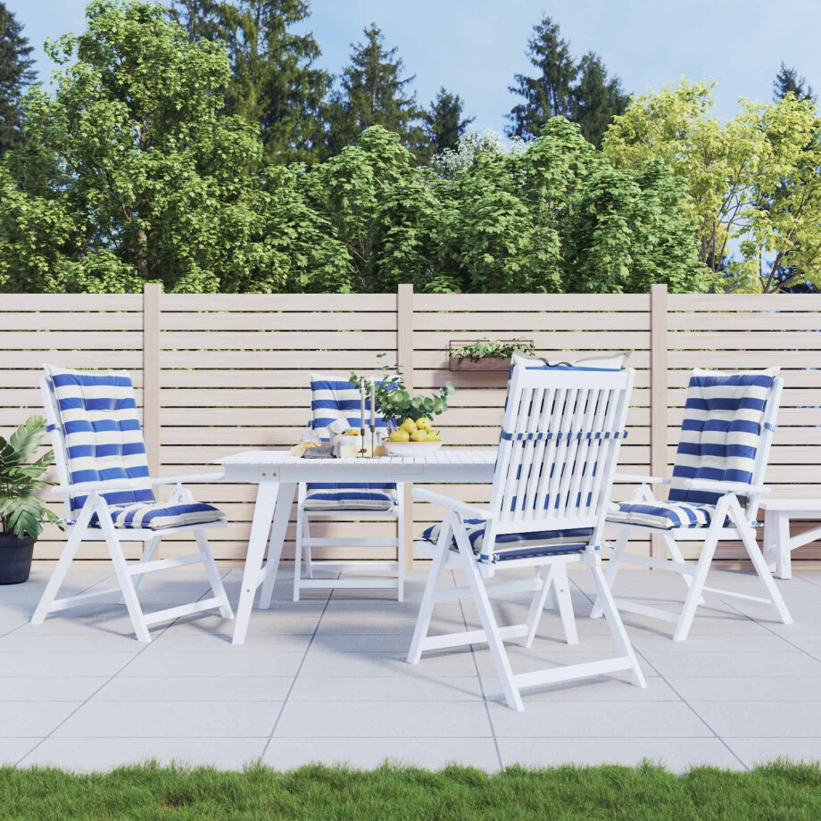 vidaXL Buiten Kussen 4 pcs Blauw en Wit 120 x 50 x 7 cm Stof vidaXL Buiten Kussen 4 pcs Blauw en Wit 120 x 50 x 7 cm Stof afbeelding 1