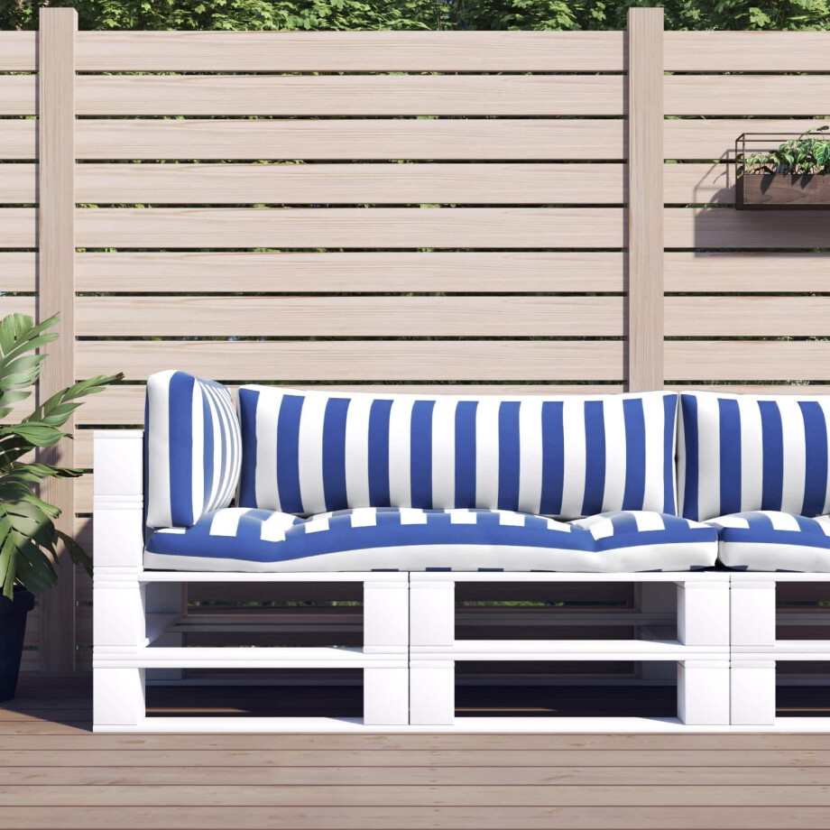 vidaXL Buiten Kussen 3 pcs Blauw en Wit 103 x 58 x 10 cm Stof afbeelding 1