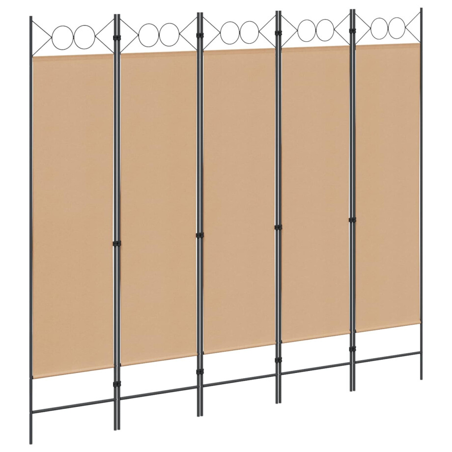 vidaXL 5-Panel Room Divider Beige 200 x 180 cm Stof vidaXL 5-Panel Room Divider Beige 200 x 180 cm Stof afbeelding 1