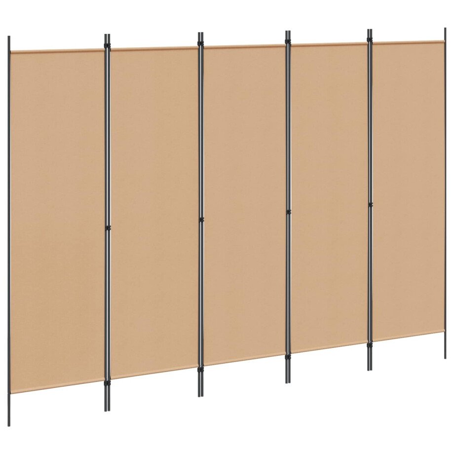 vidaXL 5-Panel Room Divider Beige 250 x 180 cm Stof afbeelding 1
