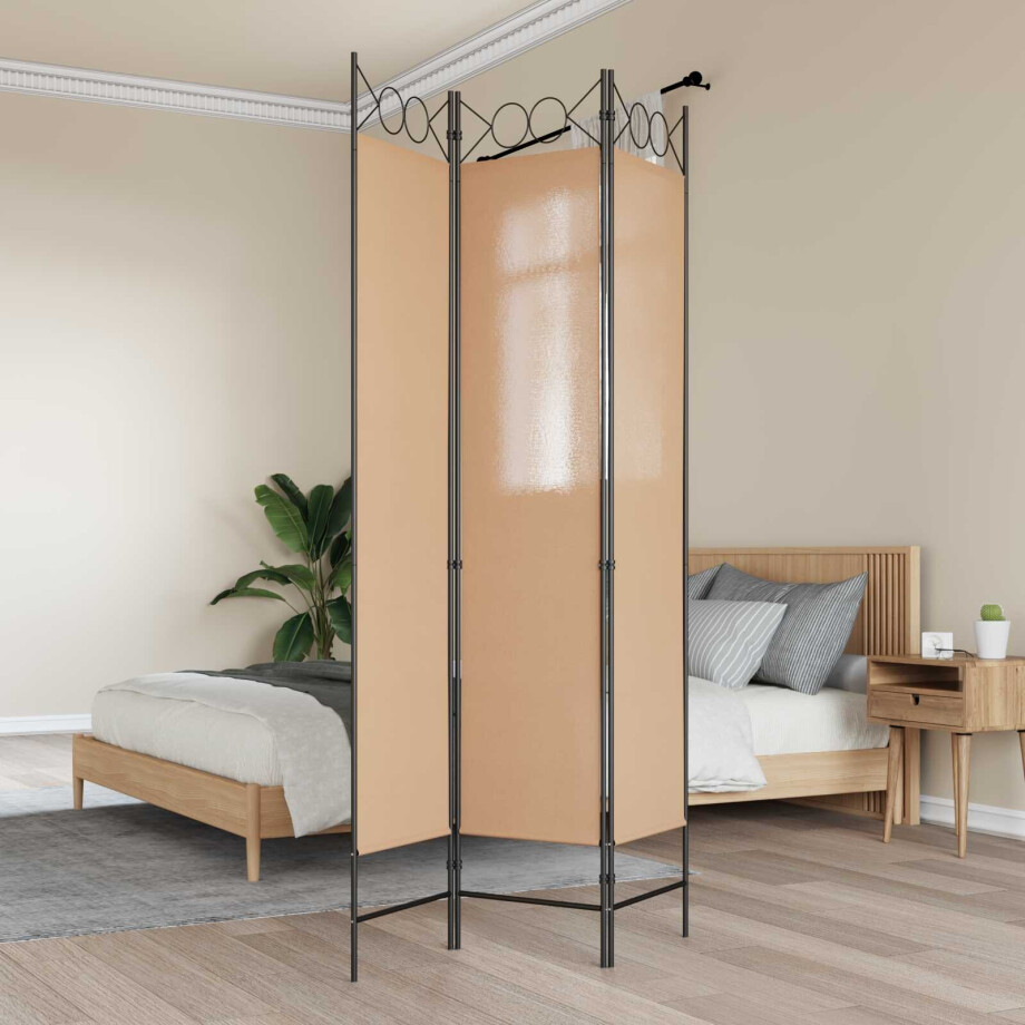 vidaXL 3-Panel Room Divider Beige 120 x 200 cm Stof afbeelding 1