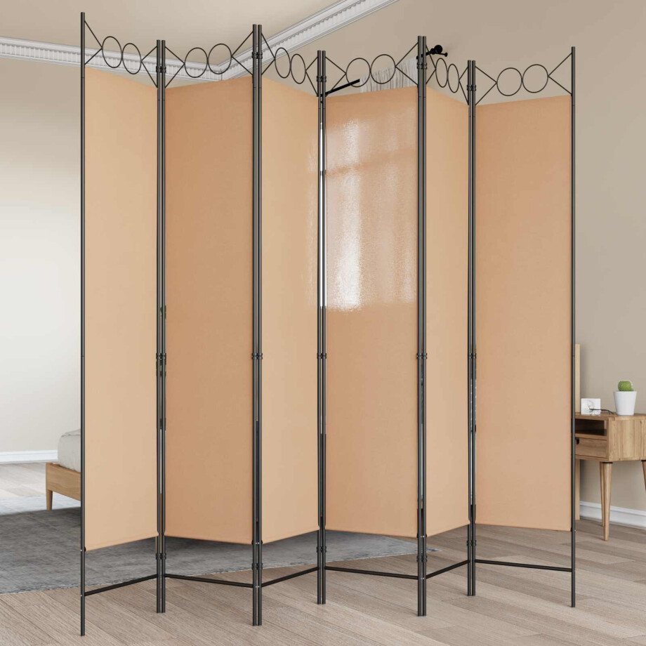 vidaXL 6-Panelen Kamerscherm Beige 240 x 200 cm Stof vidaXL 6-Panelen Kamerscherm Beige 240 x 200 cm Stof afbeelding 1
