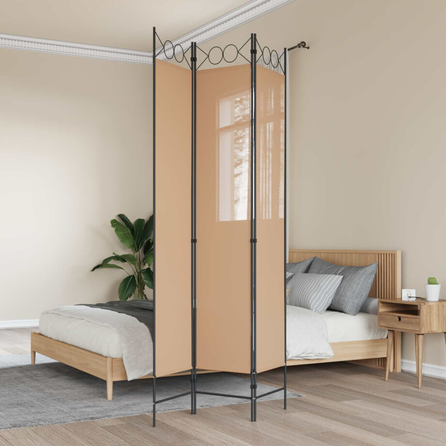 vidaXL 3-Panel Room Divider Beige 120 x 220 cm Stof afbeelding 1