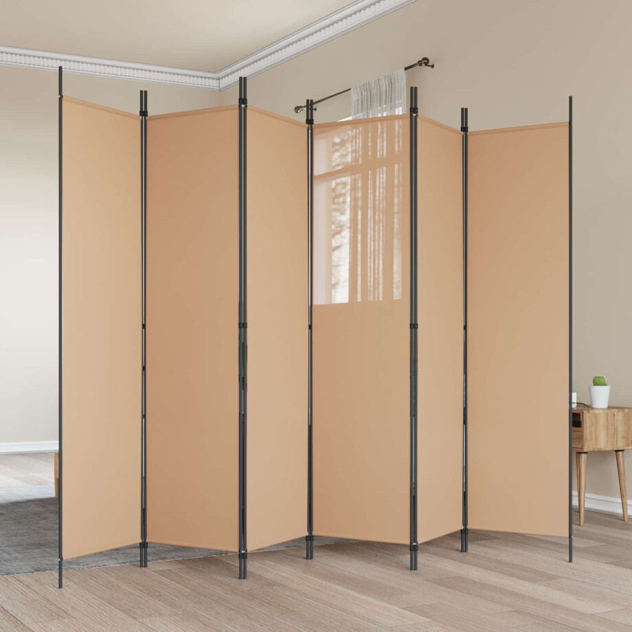 vidaXL 6-Panelen Kamerscherm Beige 300 x 200 cm Stof vidaXL 6-Panelen Kamerscherm Beige 300 x 200 cm Stof afbeelding 1