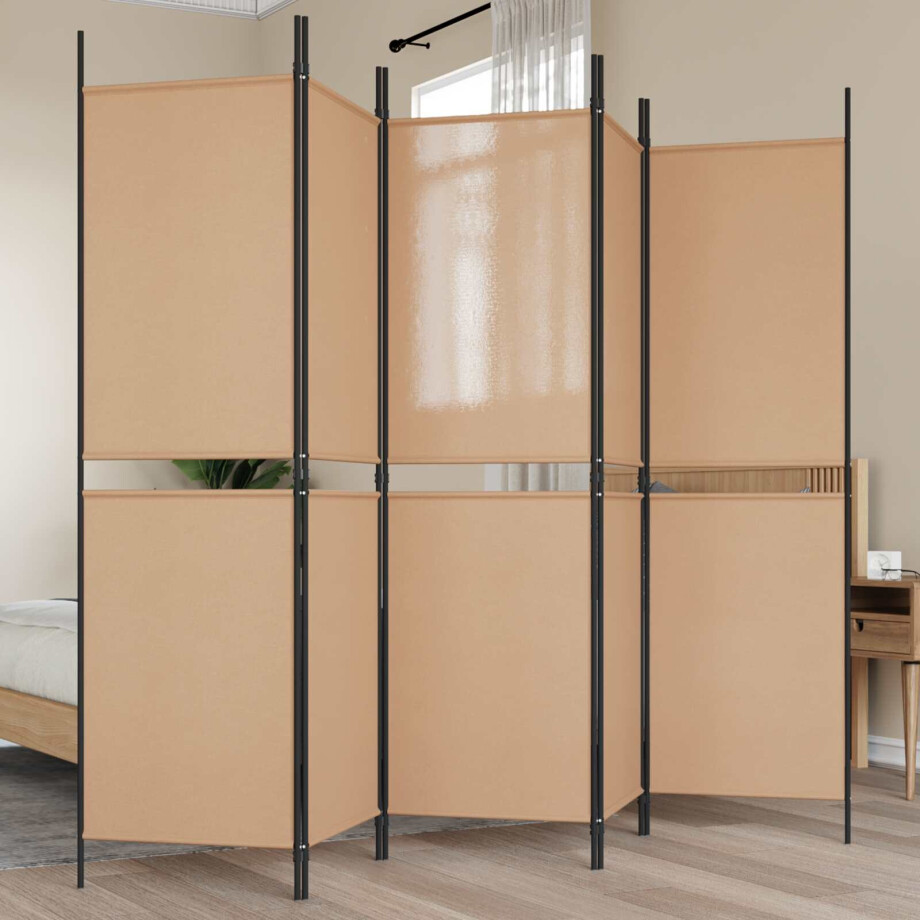vidaXL 5-Panel Room Divider Beige 250 x 180 cm Stof afbeelding 1