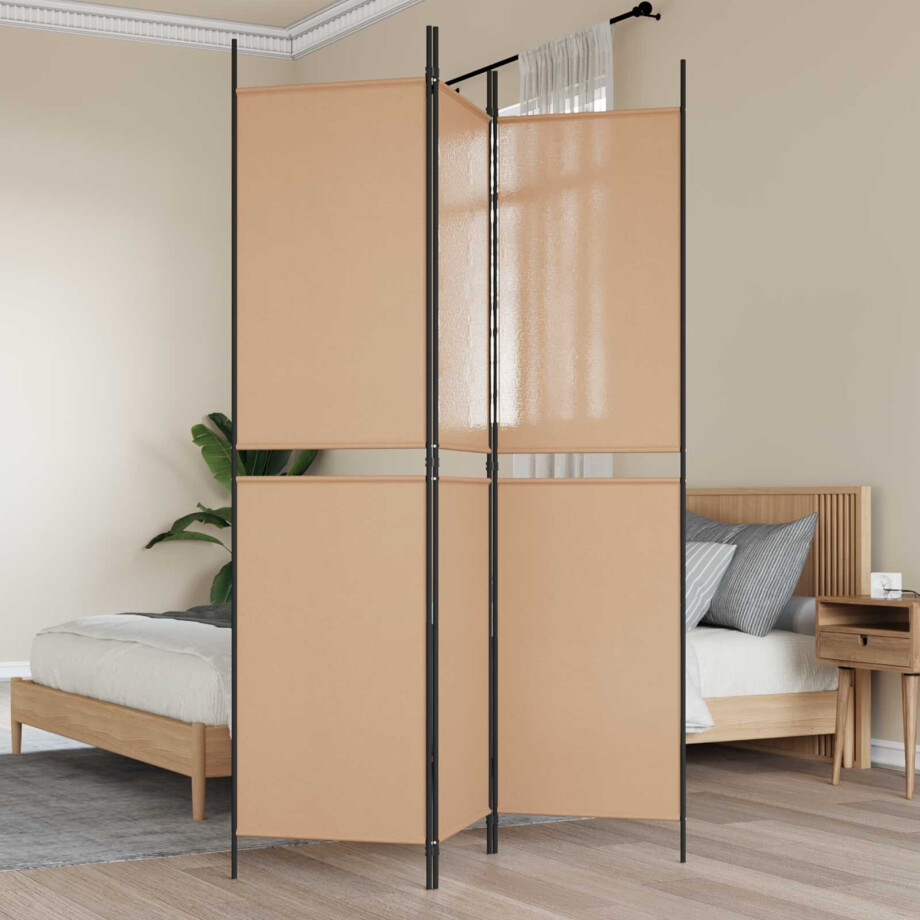 vidaXL 3-Panel Room Divider Beige 150 x 200 cm Stof vidaXL 3-Panel Room Divider Beige 150 x 200 cm Stof afbeelding 1