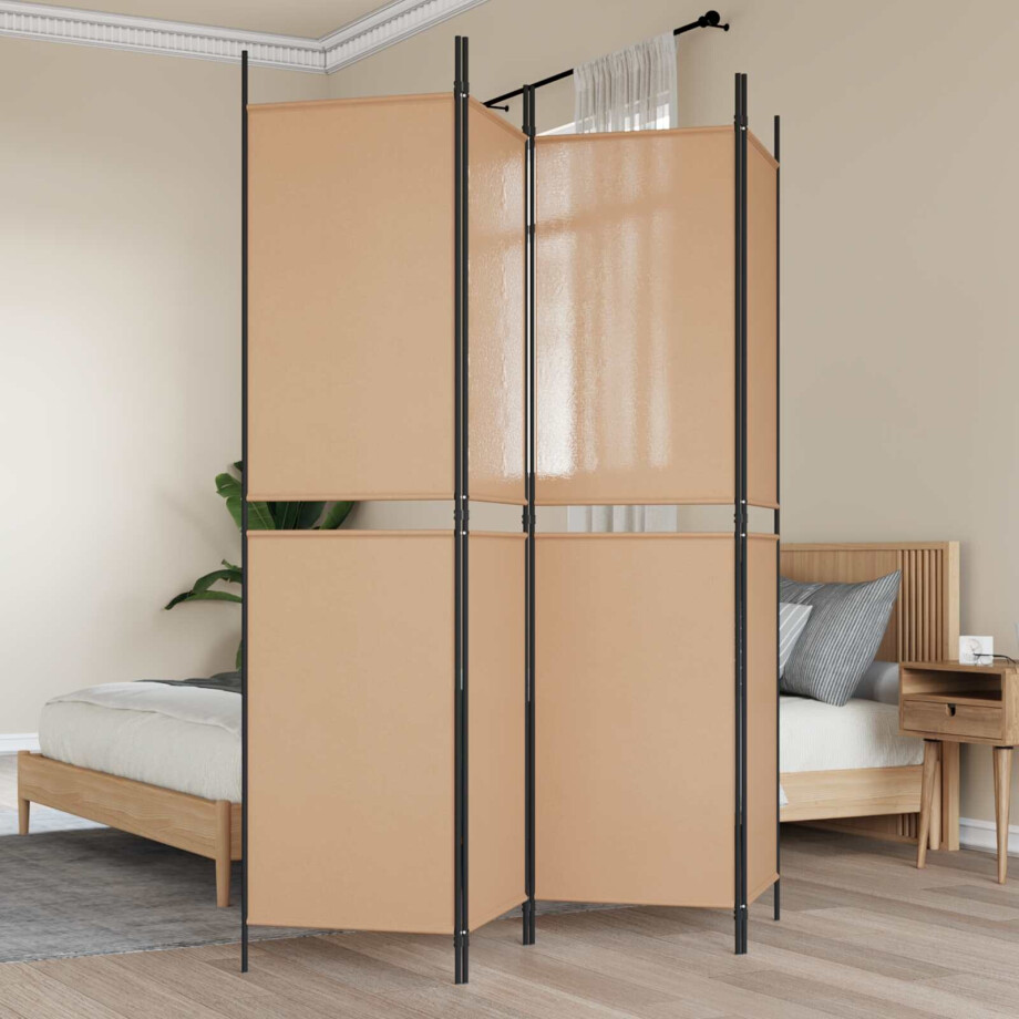 vidaXL 4-panelen kamerscherm Beige 200 x 200 cm Stof vidaXL 4-panelen kamerscherm Beige 200 x 200 cm Stof afbeelding 1