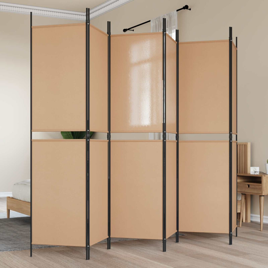 vidaXL 6-Panelen Kamerscherm Beige 300 x 200 cm Stof vidaXL 6-Panelen Kamerscherm Beige 300 x 200 cm Stof afbeelding 1