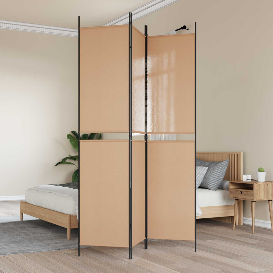 vidaXL 3-Panel Room Divider Beige 150 x 220 cm Stof afbeelding 1