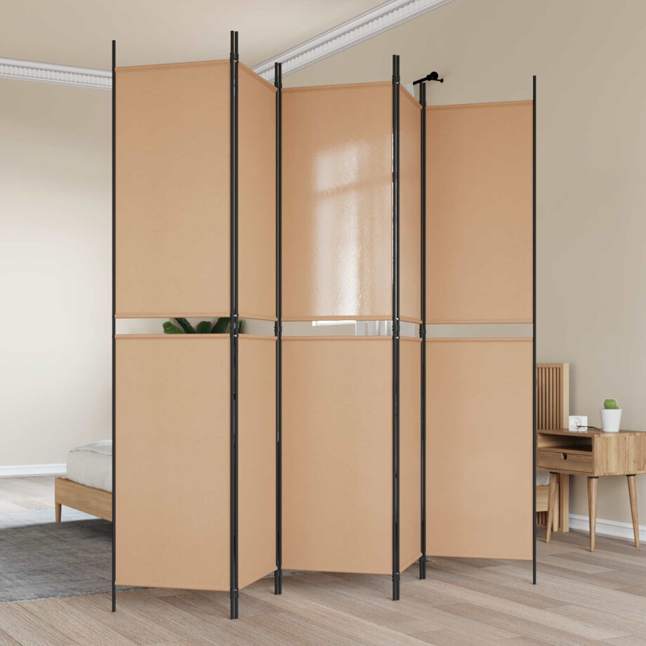 vidaXL 5-Panel Room Divider Beige 250 x 220 cm Stof vidaXL 5-Panel Room Divider Beige 250 x 220 cm Stof afbeelding 1