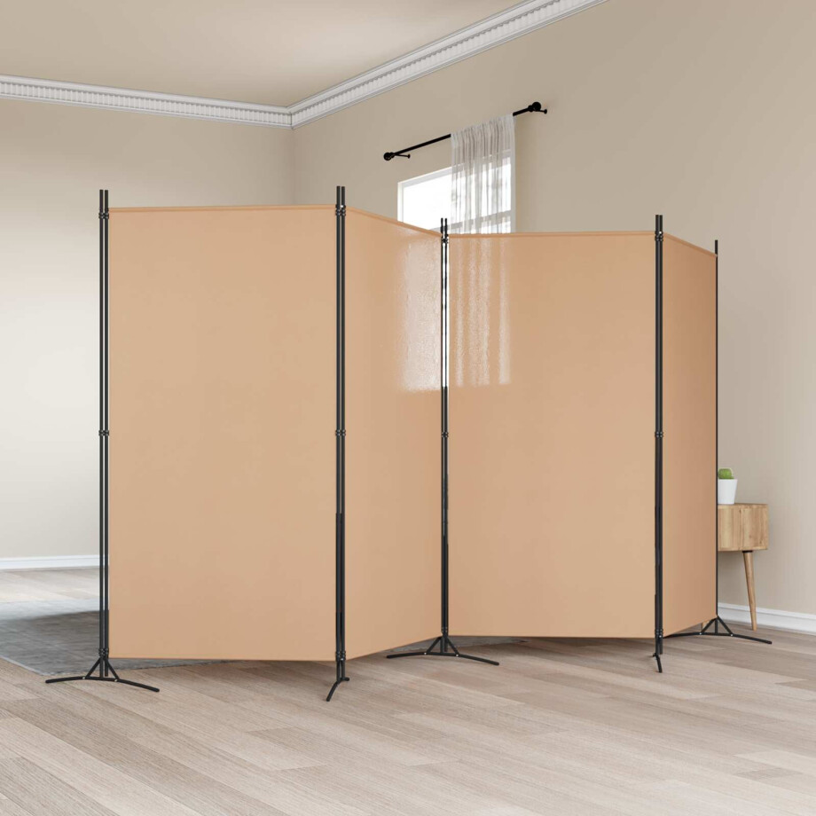 vidaXL 4-panelen roomdivider Beige 346 x 180 cm Stof vidaXL 4-panelen roomdivider Beige 346 x 180 cm Stof afbeelding 1