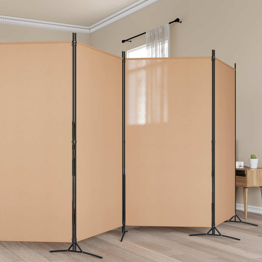 vidaXL 5-Panel Room Divider Beige 433 x 180 cm Stof vidaXL 5-Panel Room Divider Beige 433 x 180 cm Stof afbeelding 1