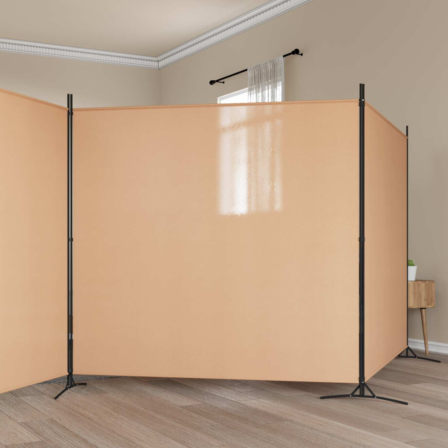 vidaXL 4-panelen roomdivider Beige 698 x 180 cm Stof afbeelding 1