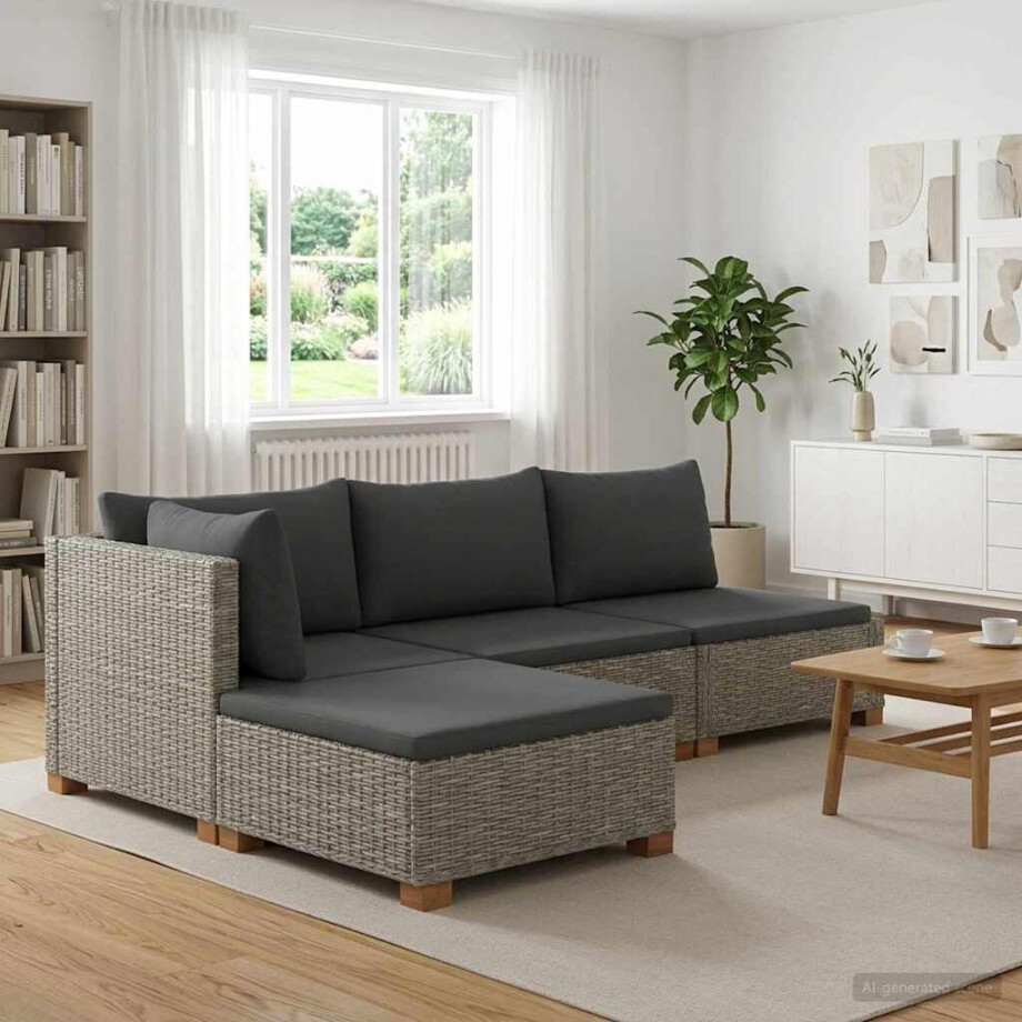 vidaXL 3 st Rieten Loungeset met Kussens GENDT Natuurlijk rattan vidaXL 3 st Rieten Loungeset met Kussens GENDT Natuurlijk rattan afbeelding 1