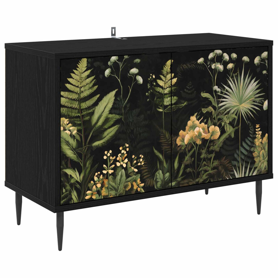 vidaXL Tv-meubel RHENEN 69 x 33 x 50,5 cm Zwart eiken Bewerkt hout afbeelding 1