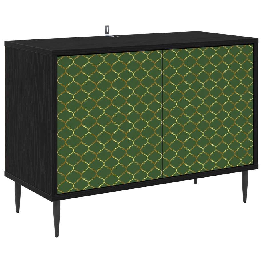 vidaXL Tv-meubel GELEEN 69 x 33 x 50,5 cm Zwart eiken Bewerkt hout vidaXL Tv-meubel GELEEN 69 x 33 x 50,5 cm Zwart eiken Bewerkt hout afbeelding 1