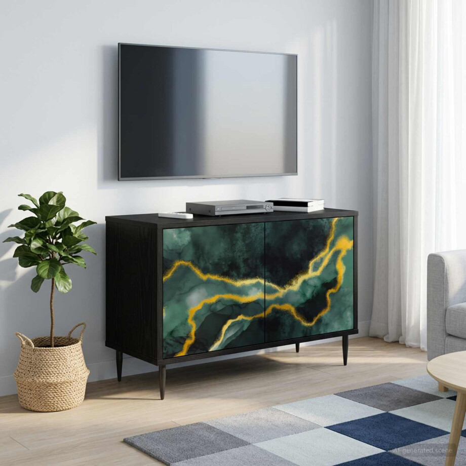 vidaXL Tv-meubel WIJHE 69 x 33 x 50,5 cm Zwart eiken Bewerkt hout afbeelding 1
