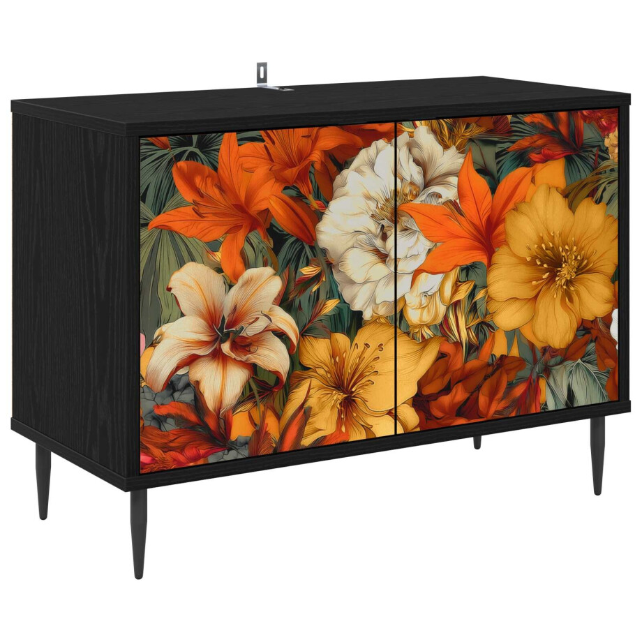vidaXL Tv-meubel GENNEP 69 x 33 x 50,5 cm Zwart eiken Bewerkt hout vidaXL Tv-meubel GENNEP 69 x 33 x 50,5 cm Zwart eiken Bewerkt hout afbeelding 1