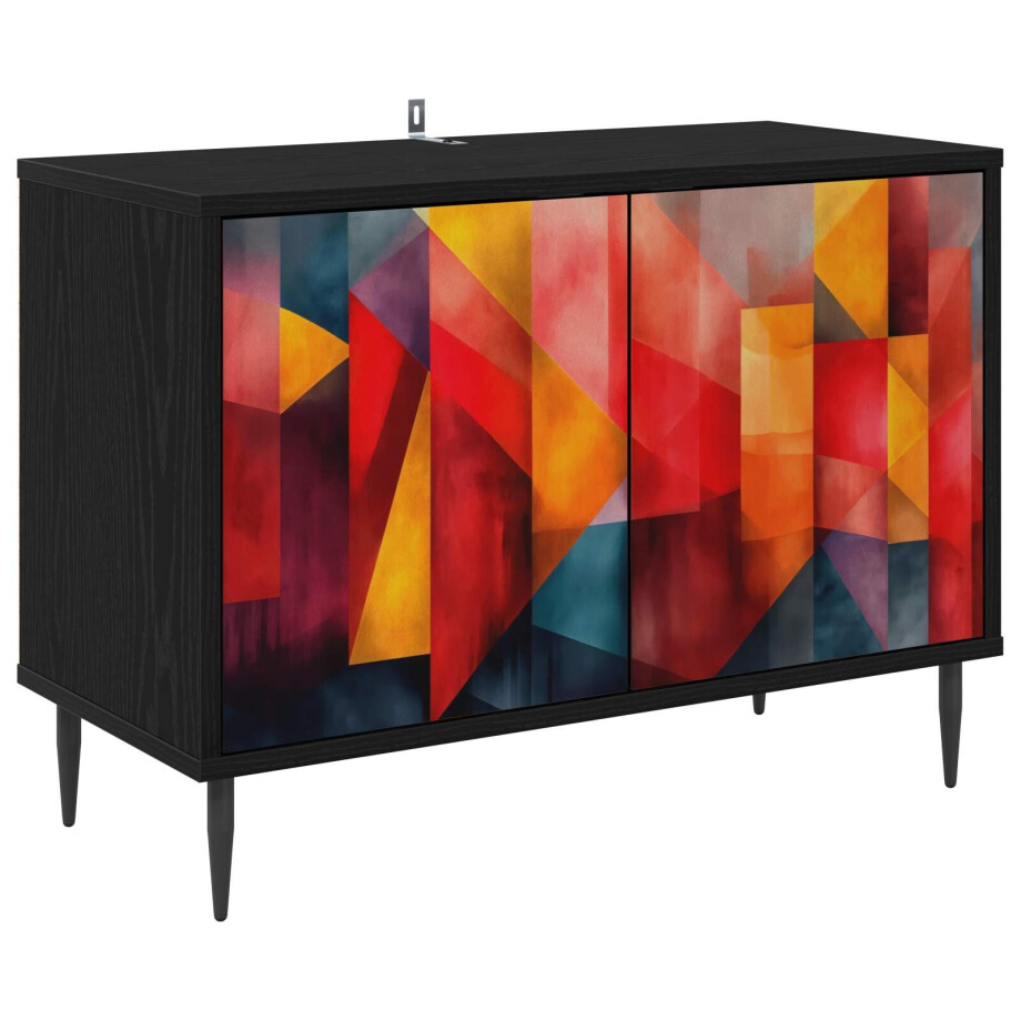 vidaXL Tv-meubel HEESCH 69 x 33 x 50,5 cm Zwart eiken Bewerkt hout afbeelding 1