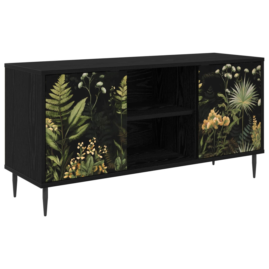 vidaXL Tv-meubel RHENEN 102 x 33 x 51 cm Zwart eiken Bewerkt hout afbeelding 1