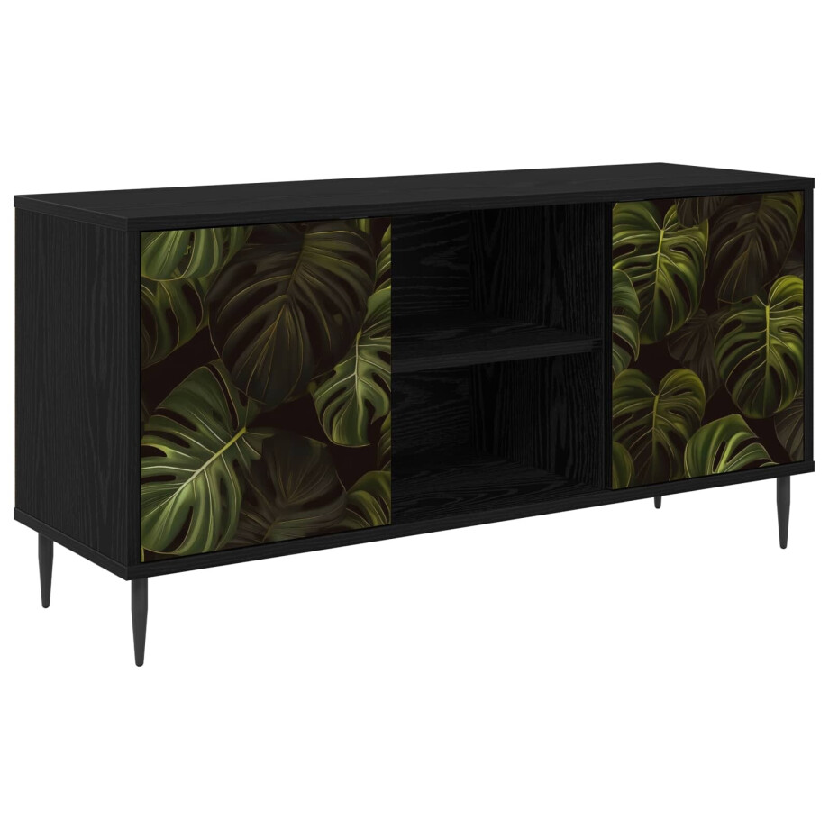 vidaXL Tv-meubel ELBURG 102 x 33 x 51 cm Zwart eiken Bewerkt hout afbeelding 1