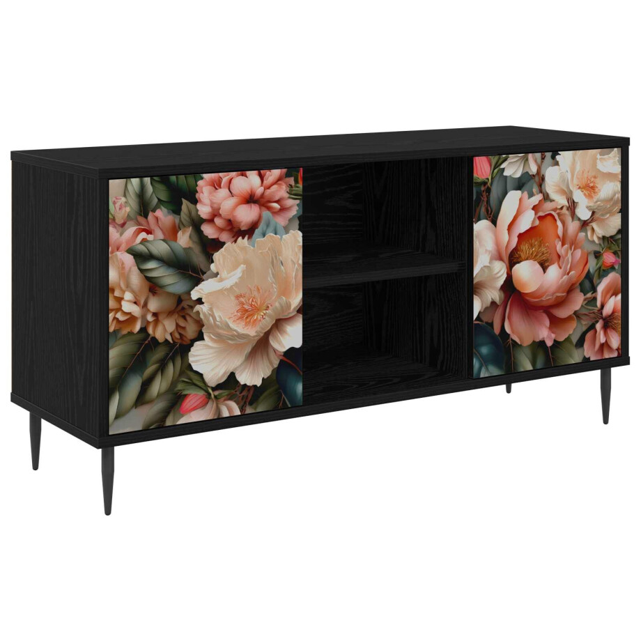 vidaXL Tv-meubel BORNE 102 x 33 x 51 cm Zwart eiken Bewerkt hout afbeelding 1