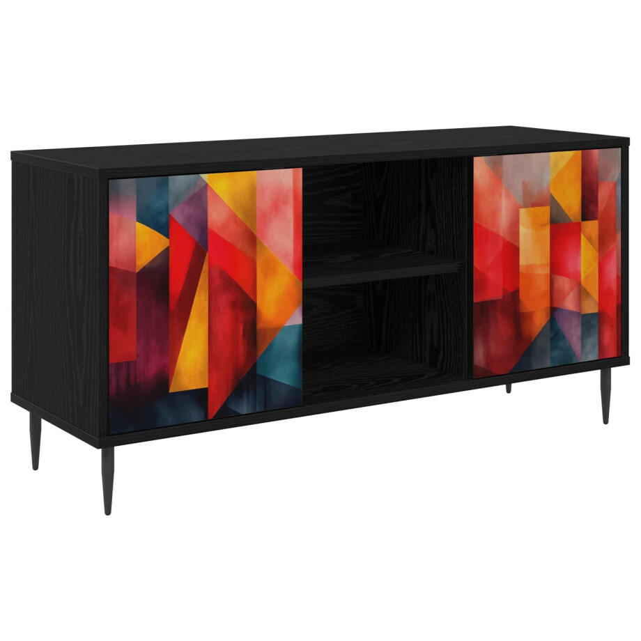 vidaXL Tv-meubel HEESCH 102 x 33 x 51 cm Zwart eiken Bewerkt hout afbeelding 1