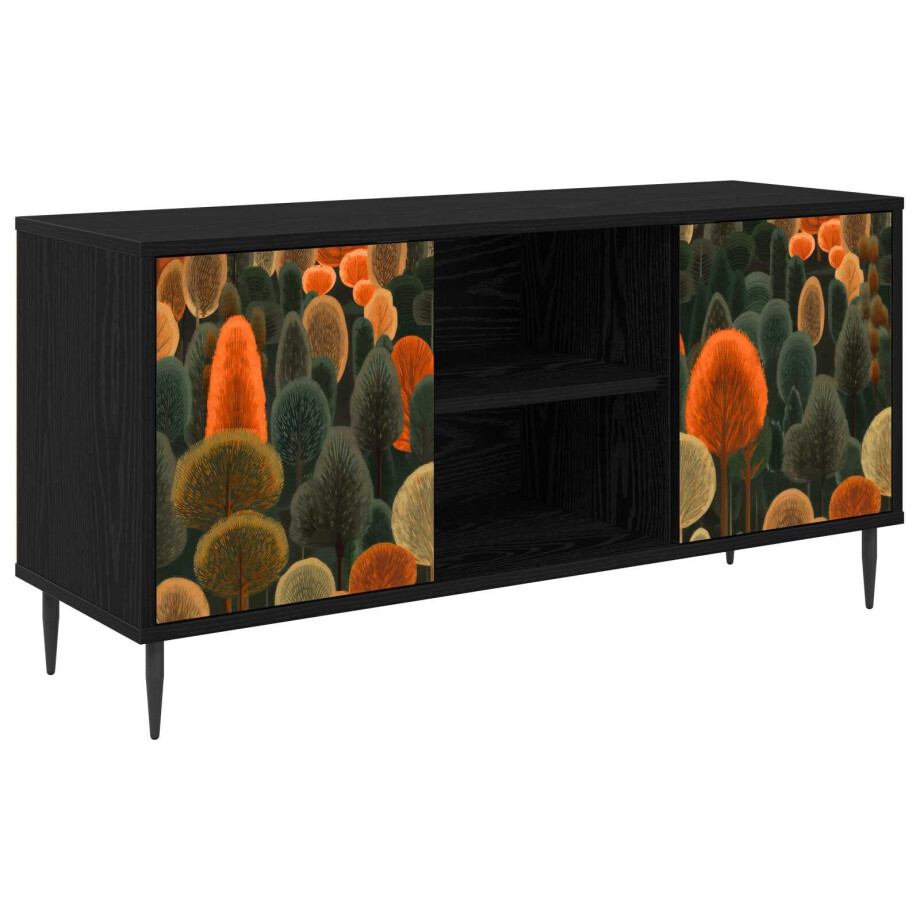 vidaXL Tv-meubel ZAANDAM 102 x 33 x 51 cm Zwart eiken Bewerkt hout afbeelding 1