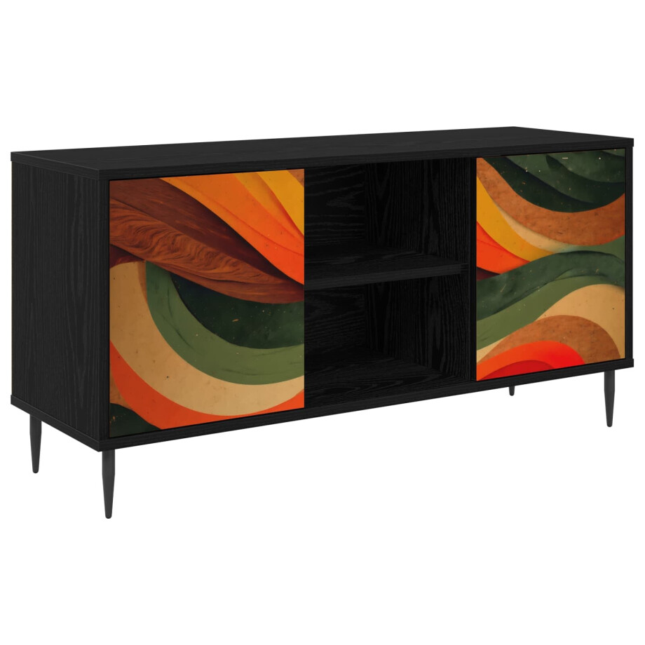 vidaXL Tv-meubel BONN 102 x 33 x 51 cm Zwart eiken Bewerkt hout vidaXL Tv-meubel BONN 102 x 33 x 51 cm Zwart eiken Bewerkt hout afbeelding 1