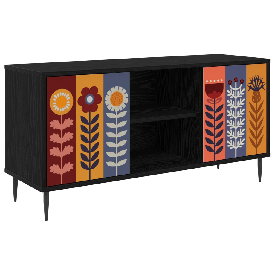vidaXL Tv-meubel ESSEN 102 x 33 x 51 cm Zwart eiken Bewerkt hout afbeelding 1
