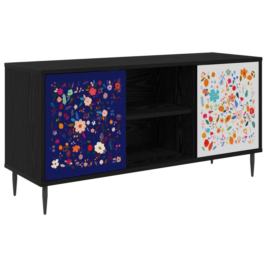 vidaXL Tv-meubel MAINZ 102 x 33 x 51 cm Zwart eiken Bewerkt hout afbeelding 1