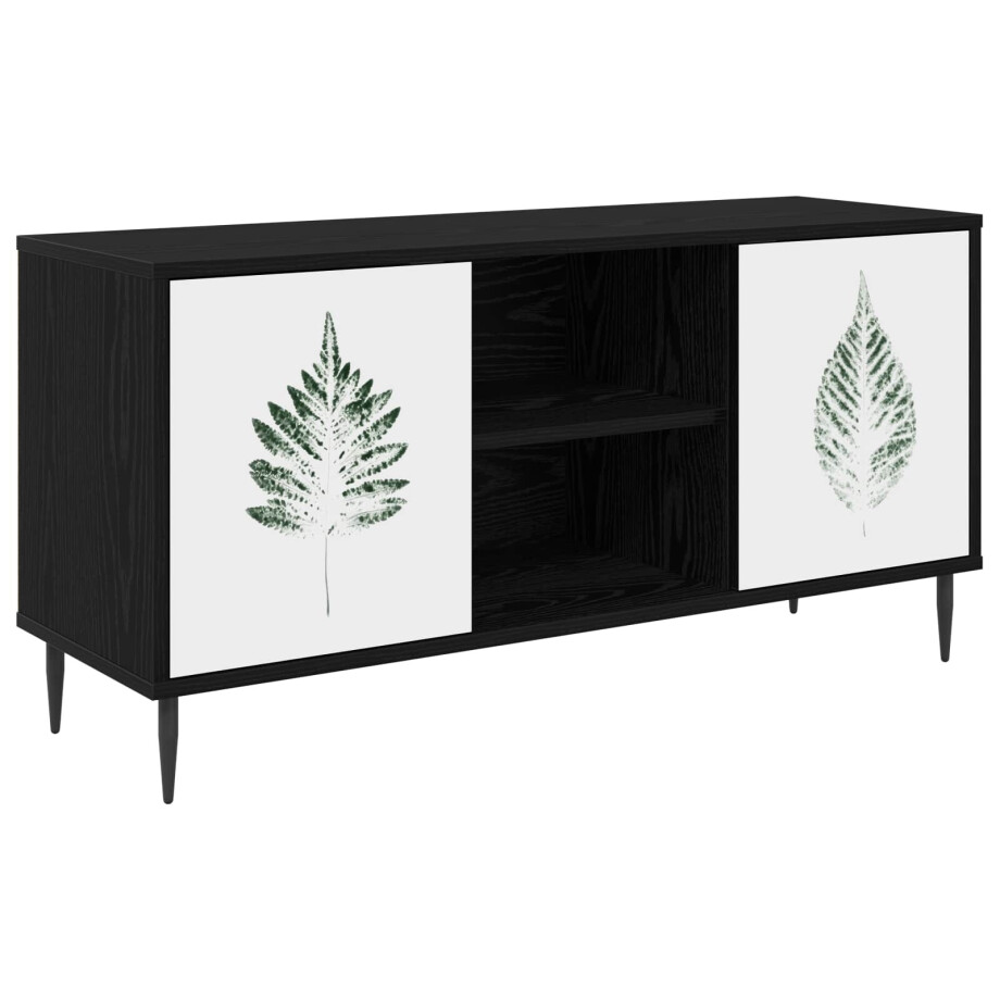 vidaXL Tv-meubel HANAU 102 x 33 x 51 cm Zwart eiken Bewerkt hout vidaXL Tv-meubel HANAU 102 x 33 x 51 cm Zwart eiken Bewerkt hout afbeelding 1