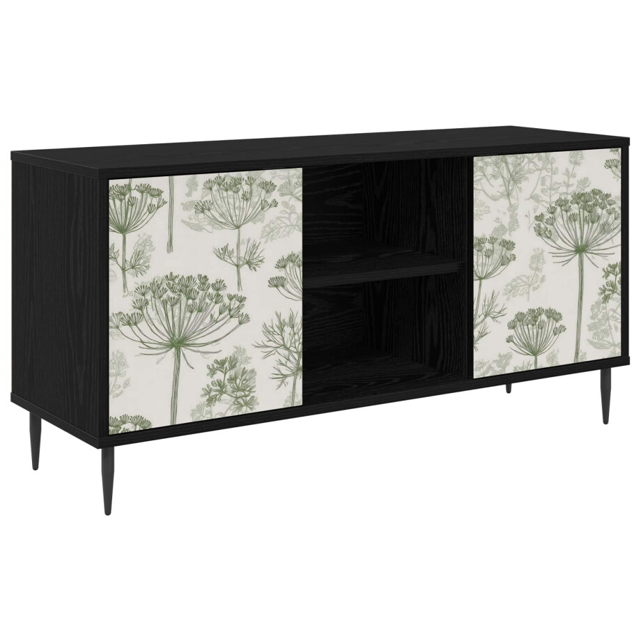 vidaXL Tv-meubel GOTHA 102 x 33 x 51 cm Zwart eiken Bewerkt hout afbeelding 1