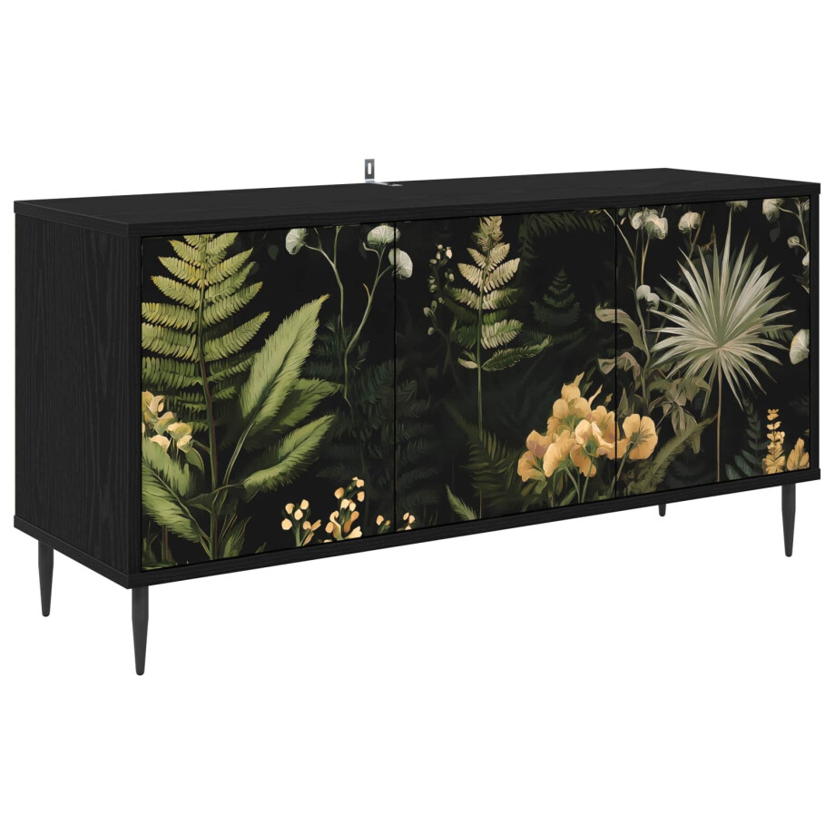 vidaXL Tv-meubel RHENEN 102 x 33 x 51 cm Zwart eiken Bewerkt hout afbeelding 1