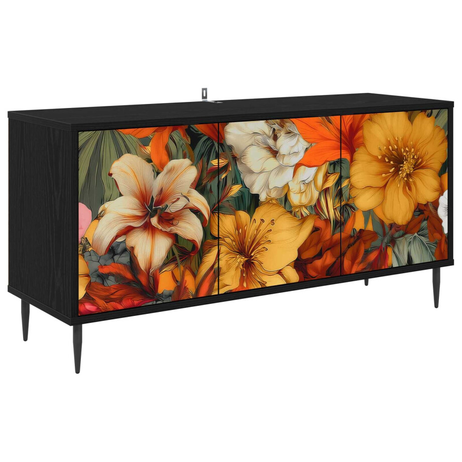 vidaXL Tv-meubel GENNEP 102 x 33 x 51 cm Zwart eiken Bewerkt hout vidaXL Tv-meubel GENNEP 102 x 33 x 51 cm Zwart eiken Bewerkt hout afbeelding 1