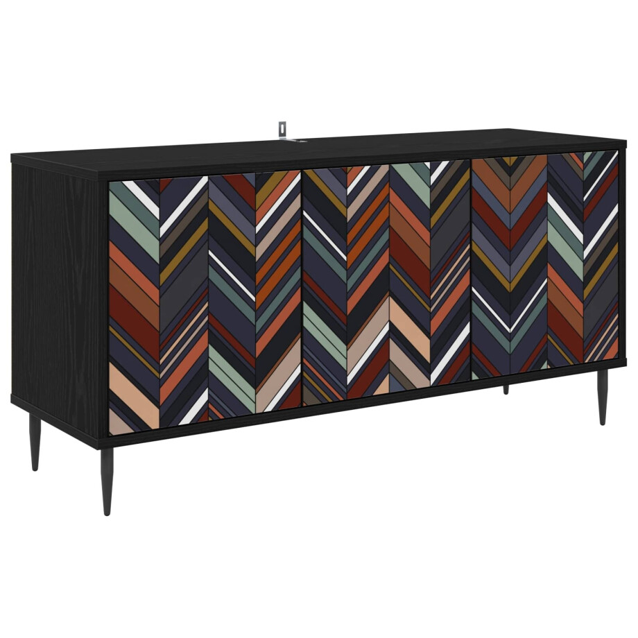 vidaXL Tv-meubel OMMEN 102 x 33 x 51 cm Zwart eiken Bewerkt hout vidaXL Tv-meubel OMMEN 102 x 33 x 51 cm Zwart eiken Bewerkt hout afbeelding 1